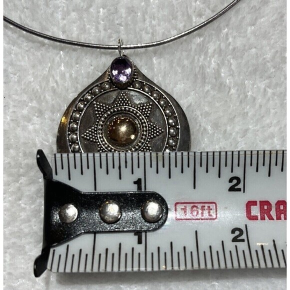 Southwest Sterling Silver/Gold Sun Pendant With Amethyst/Italy Rcm Necklace 18” - Picture 10 of 12